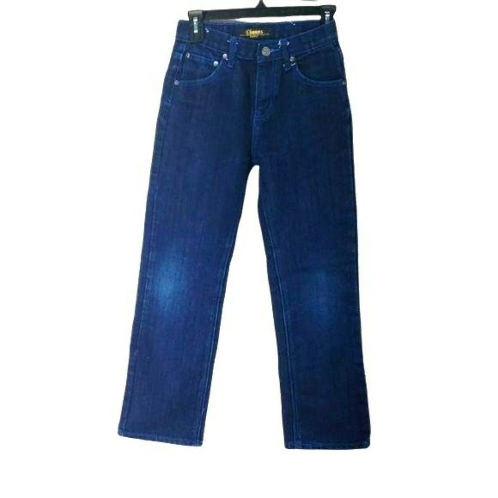 Chams Boys‎ Dark Wash Cotton Straight Leg Denim Blue Jeans Size 14